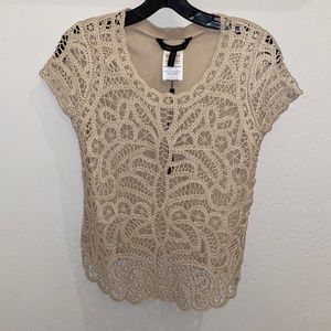 NWT- BCBGMAXAZRIA short-sleeve crochet sweater